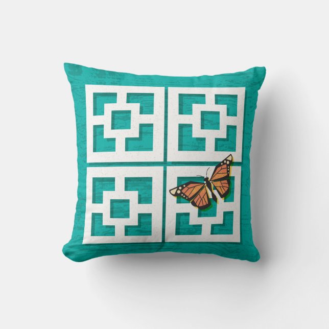 Almohada de mariposa de bloques modernos de brisa  (Anverso)
