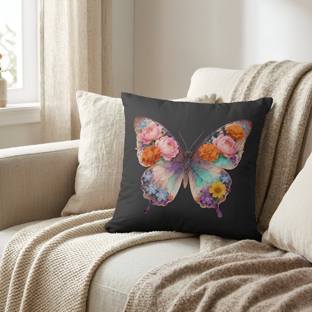 Almohada de mariposa Floral Boho Decoración del ho (Subido por el creador)