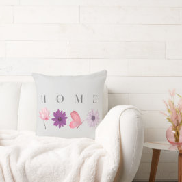 Almohada de mariposa floral HOME con acentos paste