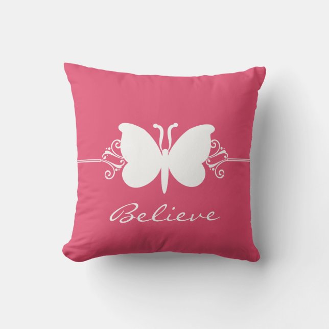 Almohada de mariposa magenta (Anverso)