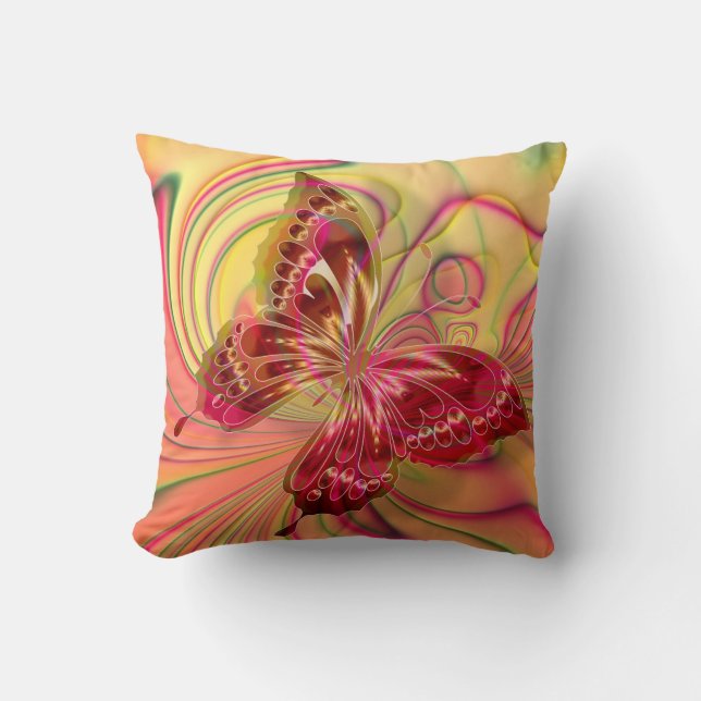 almohada de mariposa roja de durazno (Anverso)