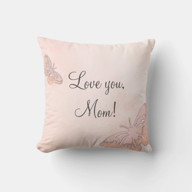 Almohada de Mariposas de Melocotón Pastel (Anverso)