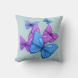 Almohada de Mariposas Rosadas y Moradas Juguetonas