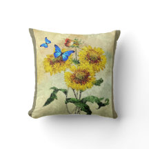 Almohada de Mariposas y Flores - Parte trasera Ver