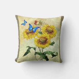 Almohada de Mariposas y Flores - Parte trasera Ver