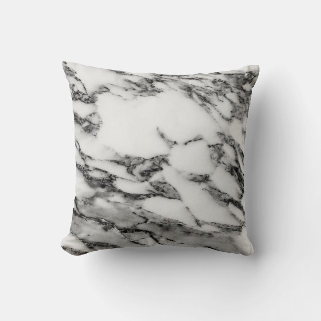 Almohada de mármol blanco y negro para lanzar (Anverso)