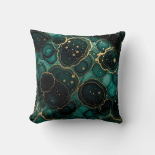 Almohada de mármol con tinta de alcohol turquesa y