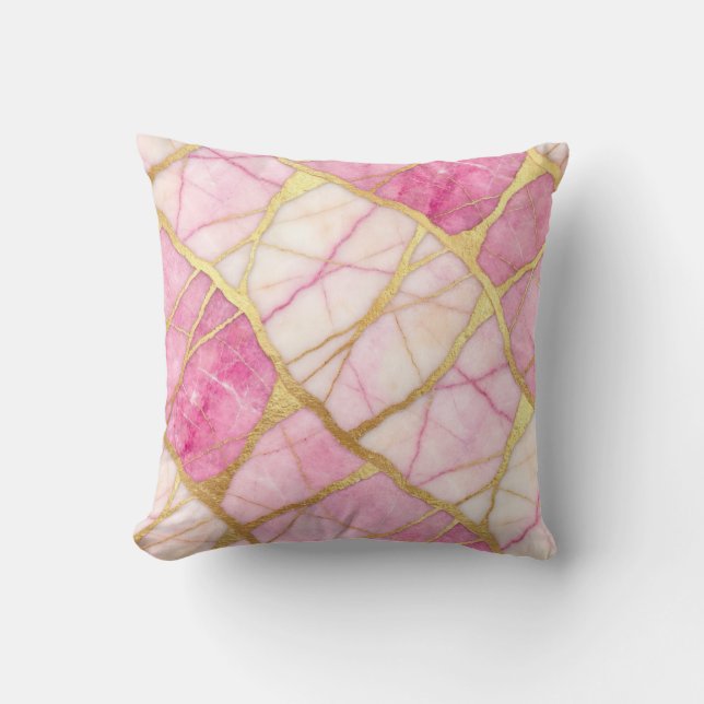 Almohada de mármol de lujo moderna rosa caliente y (Anverso)