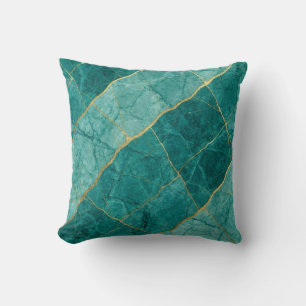 Almohada de mármol de lujo moderna turquesa y oro