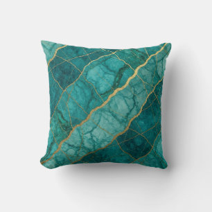 Almohada de mármol de lujo moderna turquesa y oro