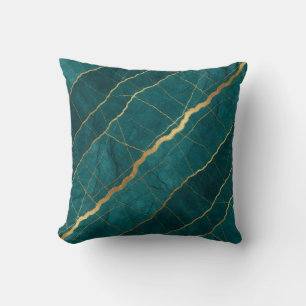 Almohada de mármol de lujo moderna turquesa y oro