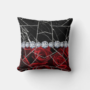 Almohada de Mármol Plateado Blanco con Brillo Negr