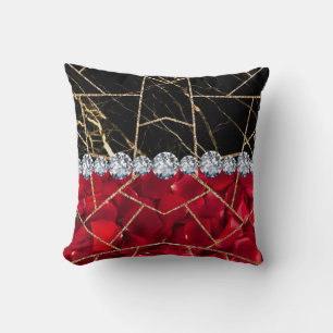 Almohada de Mármol Plateado Blanco con Brillo Negr
