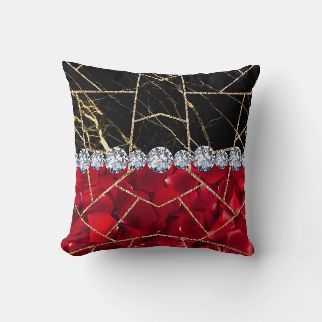 Almohada de Mármol Plateado Blanco con Brillo Negr (Anverso)
