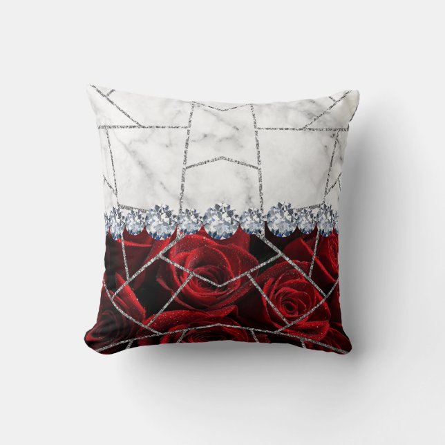 Almohada de Mármol Plateado Blanco con Brillo Negr (Anverso)