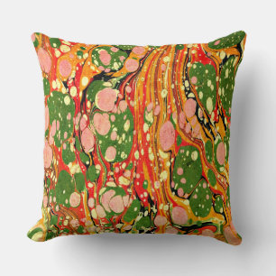 Almohada de mármol verde, rosada, anaranjada del