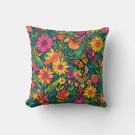 Almohada de Matisse abstracto de girasoles y marip
