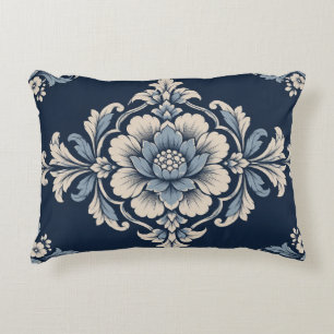 Almohada de medallón floral azul marino