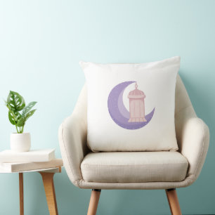 Almohada de media luna y linterna púrpura