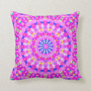 Almohada de meditación de caleidoscopio rosa