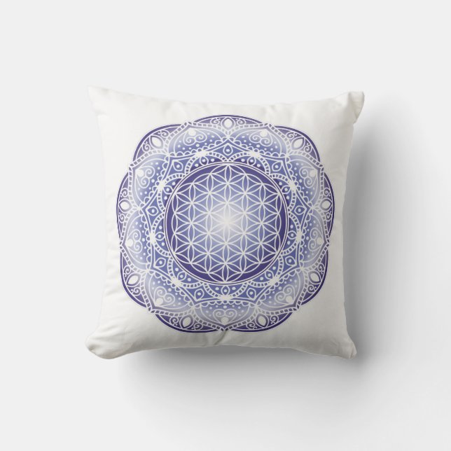 almohada de meditación Mandala Luminoso púrpura (Anverso)