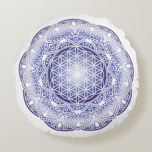 almohada de meditación Mandala Luminoso púrpura (Anverso)