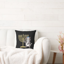 Almohada de menorá de gato adorable de Hanukkah pa