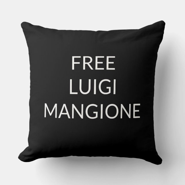 Almohada de mensaje de apoyo a Luigi Mangione (Anverso)
