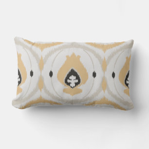 almohada de miel neutra beige y ikat negro