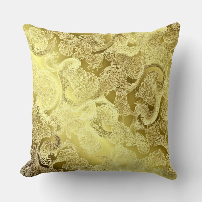 almohada de moda de patrón brillante dorado, plant (Anverso)