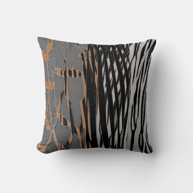 Almohada de moda rústica con estampado de cebra de (Anverso)