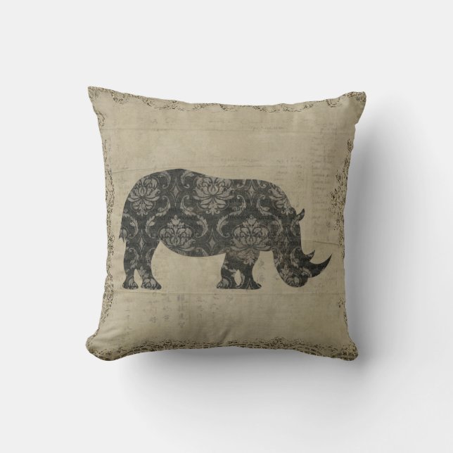 Almohada de MoJo de la silueta de los rinocerontes (Anverso)