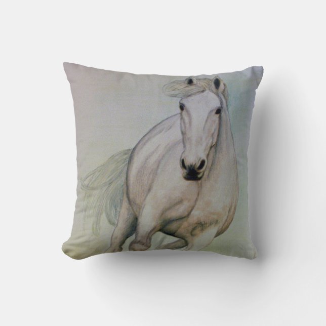 Almohada de MoJo del americano del caballo blanco (Anverso)