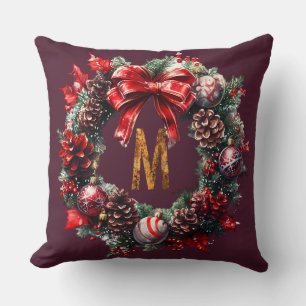 Almohada de Monograma Corona Rojo Intenso