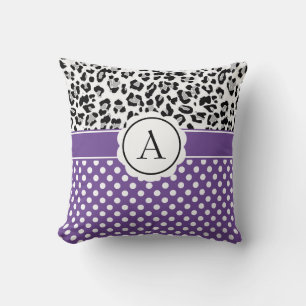 Almohada de monograma de lunares y estampado de an