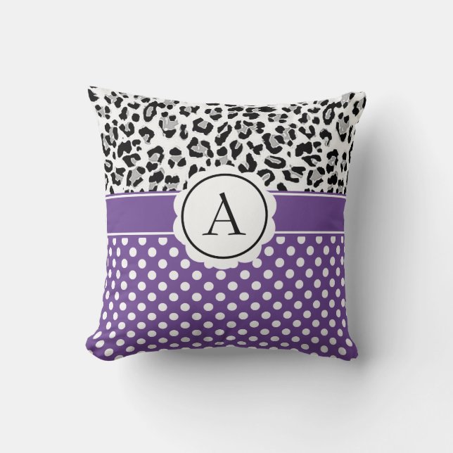 Almohada de monograma de lunares y estampado de an (Anverso)