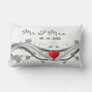 Almohada de monograma de recuerdo de boda con acen