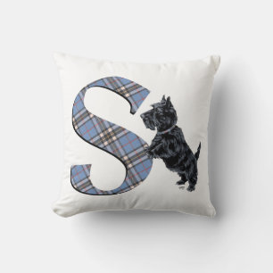 Almohada de monograma S de Terrier Escocés