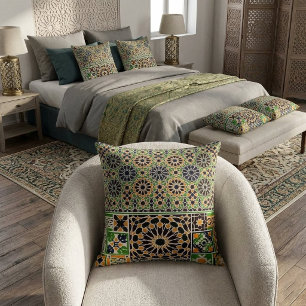 Almohada de Moroccana con mosaico geométrico de az