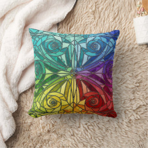 Almohada de mosaico colorido vibrante – Patrón geo