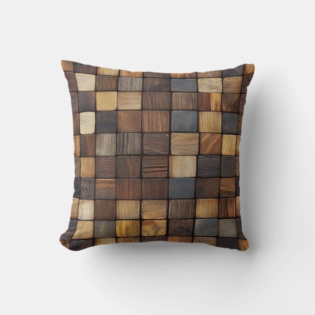 Almohada de mosaico de baldosas de madera (Anverso)