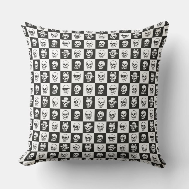 Almohada de mosaico de calaveras (Anverso)