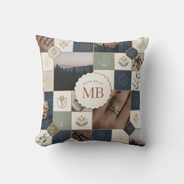 Almohada de mosaico geométrico estético (Anverso)