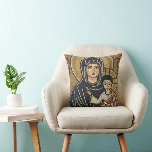 Almohada de mosaico sirio de la Madonna y el Niño