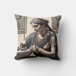 Almohada de mujer de mosaico griego antiguo decora
