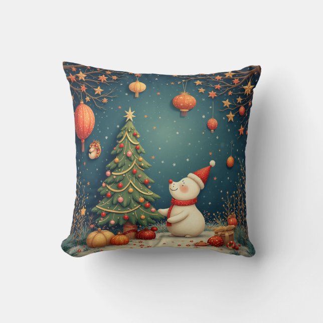 almohada de muñecas de nieve para navidades (Anverso)