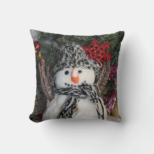 Almohada de muñeco de nieve Feliz Navidad y próspe