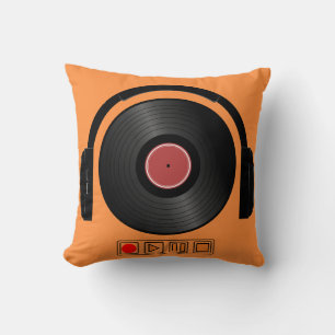 Almohada de música de auriculares de vinilo retro
