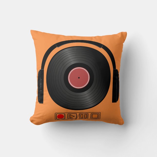Almohada de música de auriculares de vinilo retro (Anverso)