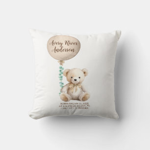 Almohada de nacimiento de osito de peluche neutral